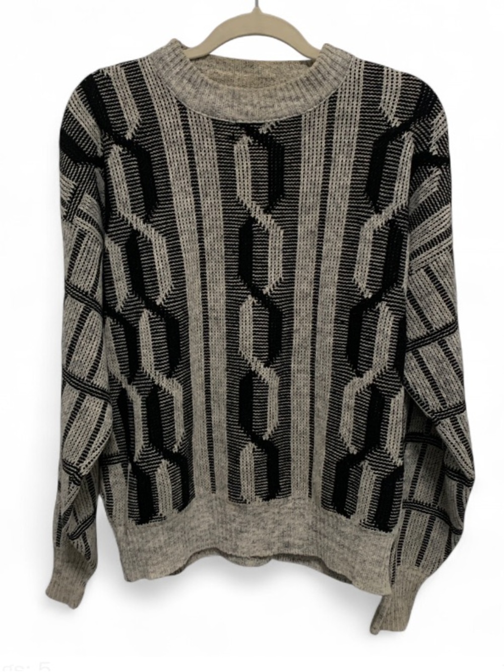 Vintage Campus Grandpa Sweater in Heather Gray and Black